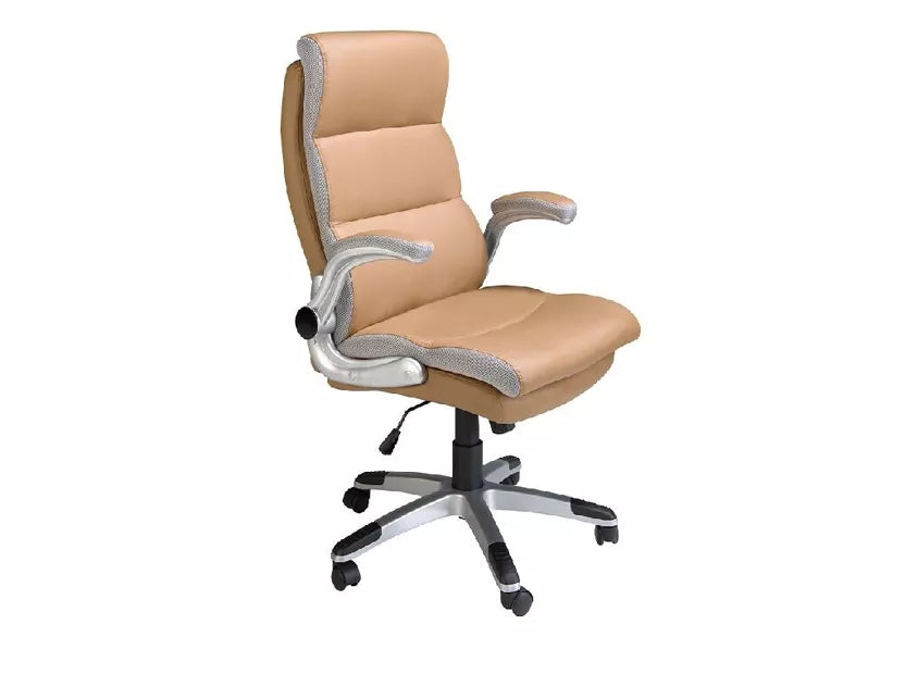 Chaise de bureau pivotante en cuir marron - LISBOA