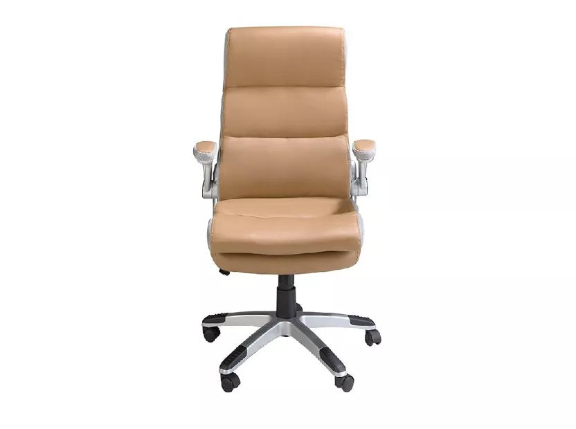Chaise de bureau pivotante en cuir marron - LISBOA
