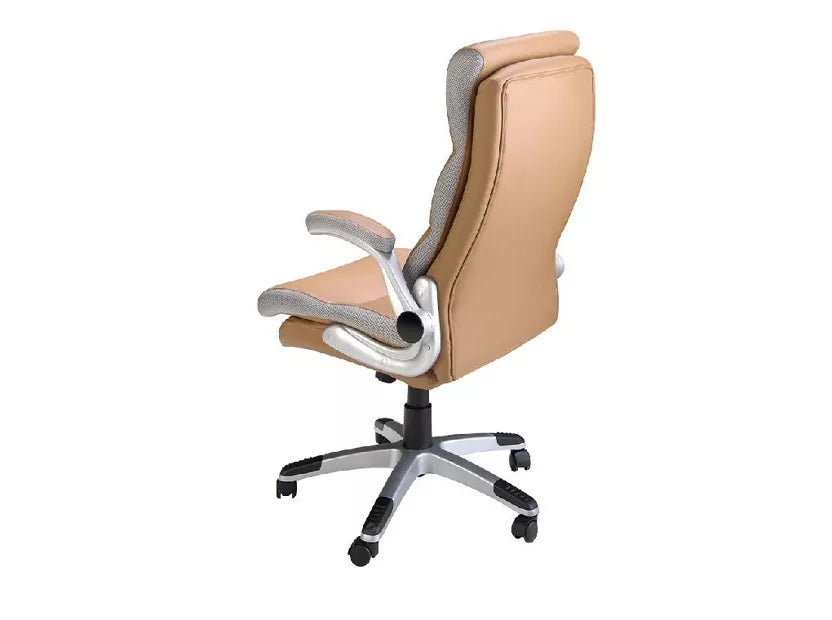 Chaise de bureau pivotante en cuir marron - LISBOA