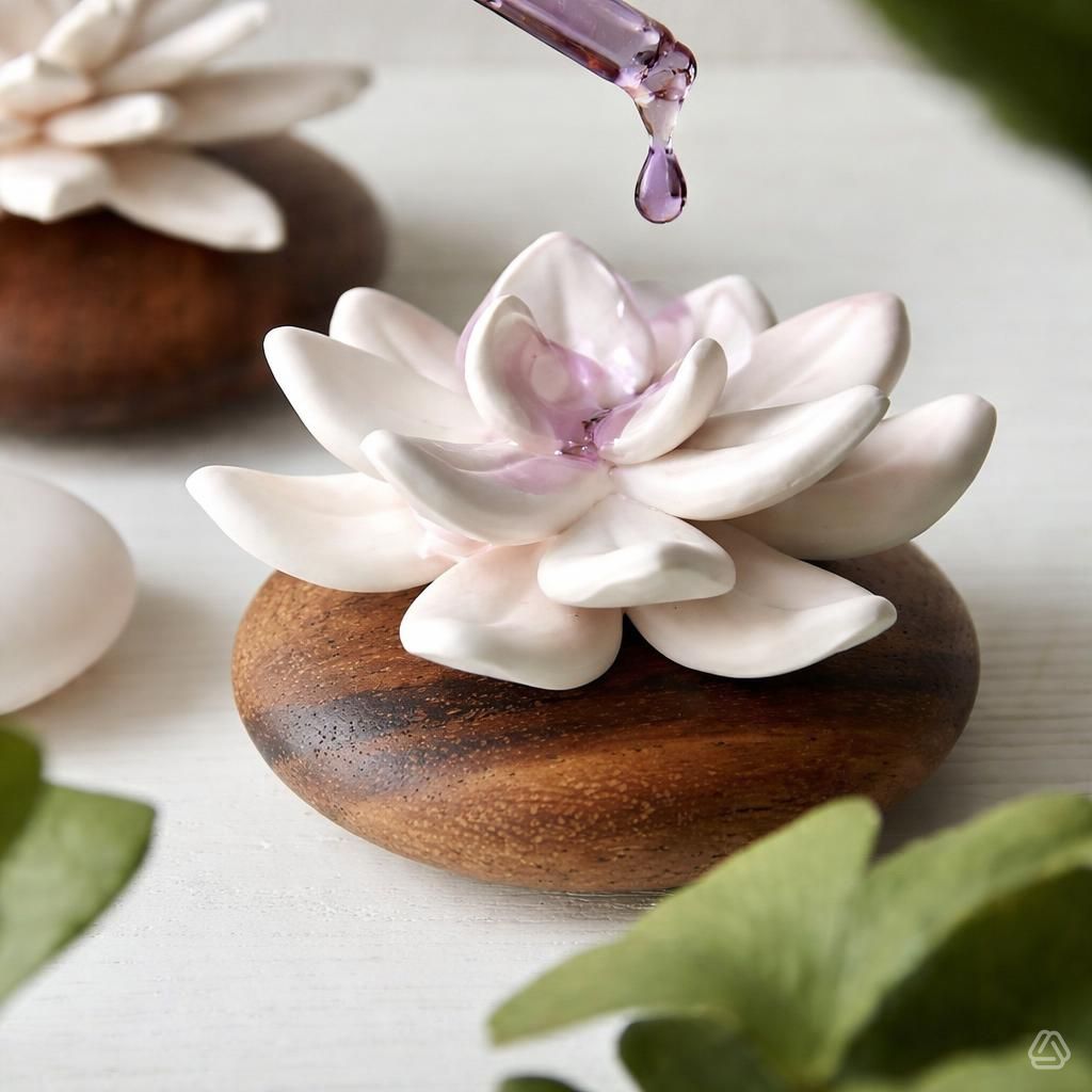 Diffuseur de Fragrances en Porcelaine - Fleur Jade du Tibet | Artisanat Français